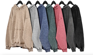 Sudadera con capucha lavada con ácido vintage y logotipo personalizado para hombre, sudadera de invierno extragrande de talla grande y peso pesado con estampado, talla XS - Product Image 6