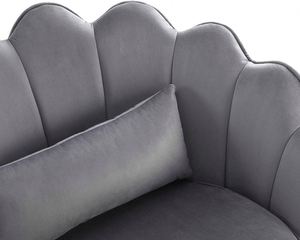 Sillas de salón de tela de lujo con forma de flor moderna al por mayor, silla decorativa de terciopelo gris con reposabrazos para muebles de sala de estar - Product Image 4