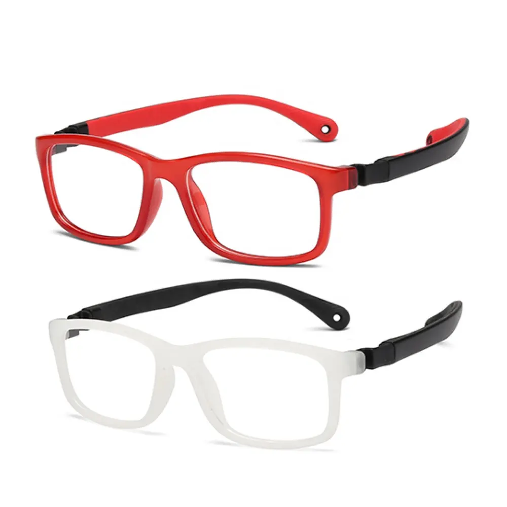 Gafas deportivas TR90 para niños, marco de gafas cuadrado elástico de silicona, flexible, logotipo personalizado, correa ajustable, 0807