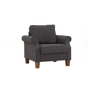 Stylish Grey Fabric IMPALA 1 Seater Sofa Modern Minimalist Armchair with Sturdy Wood Base for Contemporary Living Space - Product Image 1