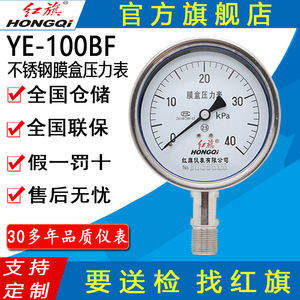 Manomètre à diaphragme Hongqi 100 mm M20 1.5 en acier inoxydable YE-100BF Mesure de micro-pression KPa - Product Image 4