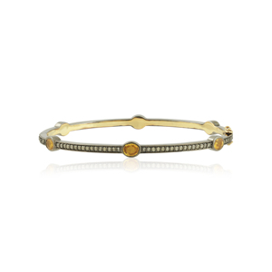 กำไลข้อมือเงินและทองประดับเพชรและไพลินสีเหลืองสไตล์อาร์ตเดโค - Product Image 1