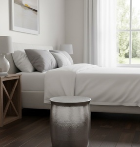 Mesa Consola Moderna de Aluminio Martillado con Acabado Metálico Texturizado, Mueble Multiusos para Sala de Estar, Dormitorio, Hotel, Salón - Product Image 3