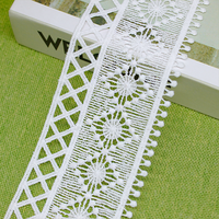 Ruban de dentelle blanc en soie de lait écologique de haute qualité avec broderie florale, idéal pour la confection artisanale et la décoration de mariage