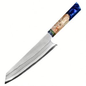 Couteau de chef ambidextre traditionnel en acier au carbone de 8 pouces, forgé, écologique, avec manche en bois de résine - Product Image 1
