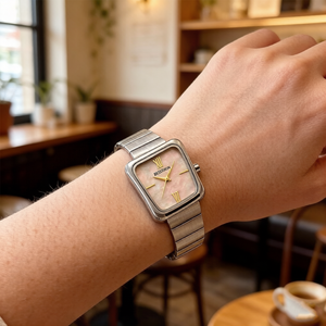 Reloj de cuarzo cuadrado para mujer, ecológico, de acero inoxidable, proveedor de relojes, esfera minimalista, resistente al agua, reloj analógico. - Product Image 5