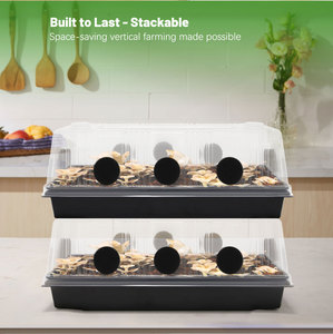 Kit de culture de champignons d'intérieur en plastique empilable et peu encombrant, rectangulaire, avec 8 trous de ventilation, pour une croissance plus rapide des huîtres - Product Image 2
