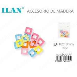 Accessorio in legno quadrato Ilan 18x18mm 14 pezzi per progetti creativi - Product Image 3