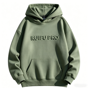 Sweat-shirt personnalisé gaufré de haute qualité, sweats à capuche surdimensionnés blancs vierges pour hommes, sweats à capuche gaufrés pour hommes, sweats à capuche unis à impression en relief - Product Image 3