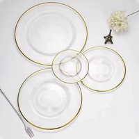 SUNYO Vente à Chaud Besta Shanxi Chargeur de Luxe Assiettes en Verre de Mariage Assiettes en Verre avec Bord Doré Assiettes plates pour Événements