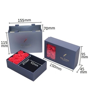 Boîte à bijoux carrée en papier pour collier de fleurs éternelles classique de la Saint-Valentin, sac à main, cadeau d'anniversaire, produit en gros, carton - Product Image 1