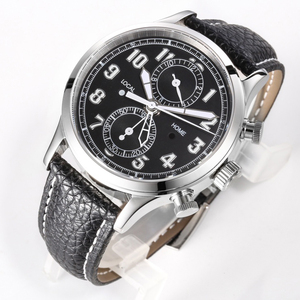 Montre mécanique unisexe de luxe à plusieurs achats, bracelet en cuir, boîtier en acier inoxydable, modèle Homage Universal Time - Product Image 2