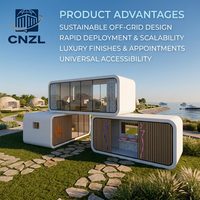 Cabine préfabriquée Apple, maison capsule spatiale de luxe contemporaine, étanche, gris foncé, pod mobile, hôtel éco-responsable, glamping, mini-maison