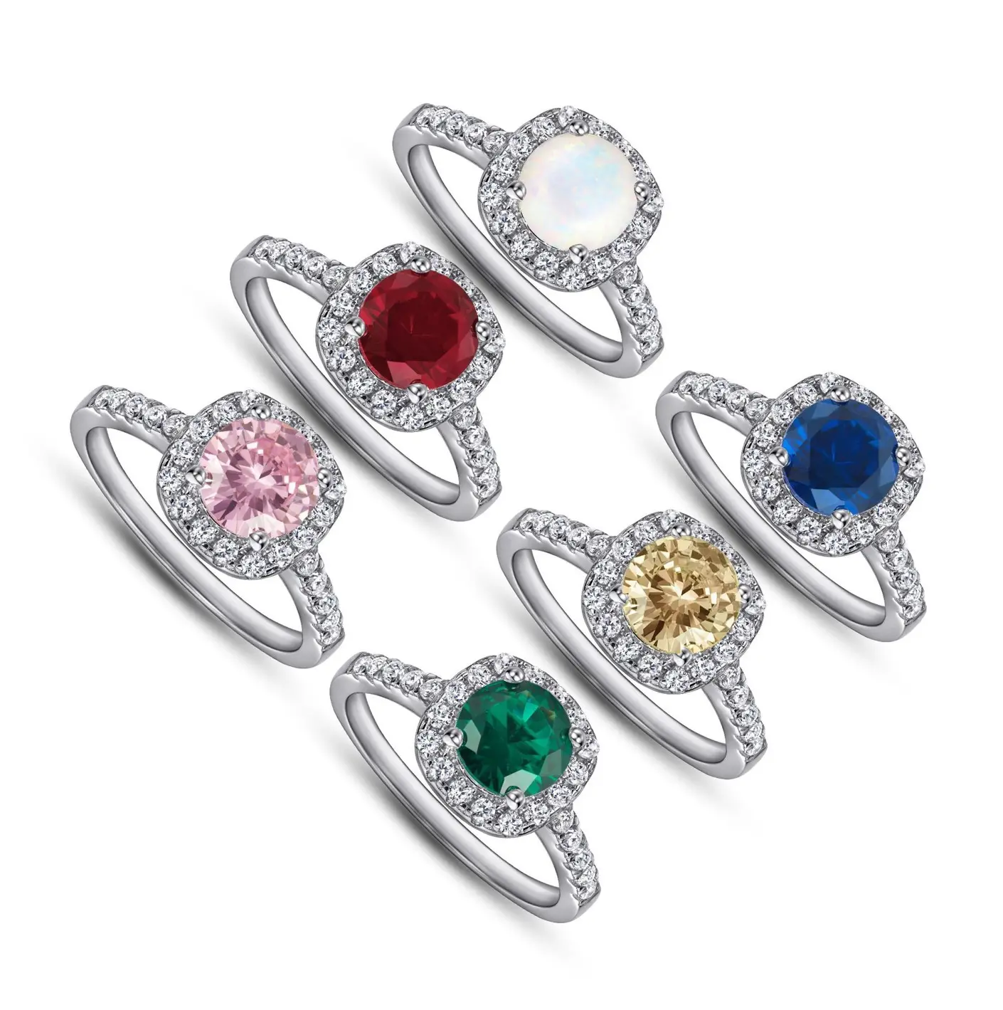 Anello JKC Amazon in argento Sterling 925 femmina s925 fila diamante rosso corindone colorato zircone indice dito opale anello nuziale