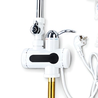 Robinet chauffe-eau électrique instantané blanc avec douchette, mitigeur chaud/froid à poignée unique pour cuisine et salle de bain