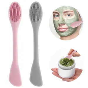 1PC Brosse nettoyante pour le visage en silicone à double tête, applicateur de masque facial, pinceau de maquillage pour femmes, soin de la peau - Product Image 1