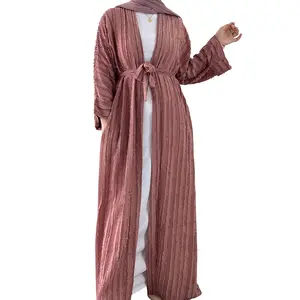 New listing Elegant polyester cotton Turkey islamic clothing Muslim dress Dubai Open abaya