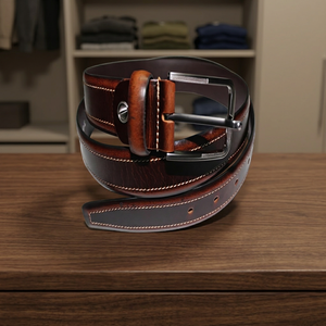Ceinture carrée décontractée personnalisée en cuir de vachette imprimé de qualité supérieure pour hommes et garçons, avec boucle ardillon en acier, durable, légère et de créateur - Product Image 1