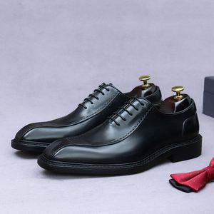 Gran Promoción en Botas Chelsea de Cuero Genuino para Hombre, Botas Cortas de Negocios con Tacón Alto Estilo Británico, Zapatos de Cuero Brillante - Product Image 2