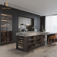 Diseño Profesional de CAD 2D y Renderizado 3D para Muebles de Cocina Modulares con Tablero de Melamina para Aplicaciones en Villas de Prodeco