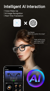 แว่นตาอัจฉริยะ AIMB G2 Pro AI รุ่นใหม่ กล้อง 8MP วิดีโอความละเอียด 1080P HD แปลภาษาด้วย AI บันทึกการโทร แว่นกันแดด UV พร้อมผู้ช่วยเสียง AI - Product Image 5