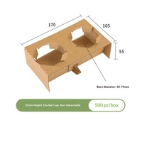 Plateau de transport en carton ondulé de 55 mm de hauteur pour gobelets à café et thé, emballage alimentaire à emporter, supports de gobelets – Vente en gros