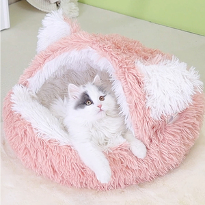 Bestverkochte Comfortabele Zachte Hondenbed Met Anti-Slip Bodem Pluche Kat Nest Cover Halfsluiting Foam Fiber Materiaal Huisdier Kennel - Product Image 2