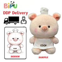 Usine de jouets en peluche : Ours chef en peluche personnalisé avec tablier de cuisinier brodé, en polaire, rembourré de coton PP, service OEM disponible
