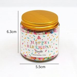 Vela de cera de soja en tarro de cristal con forma de taza de cumpleaños, con temática de dulces, para invitados, regalo creativo para festividades - Product Image 3