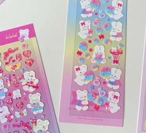 Karikatür sevimli hayvanlar Hello tavşan ayı çıkartmaları planlayıcısı el hesabı DIY dekorasyon holografik çıkartmaları hologram Deco çıkartmalar - Product Image 6