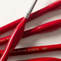 Pincel Rubens de Alta Precisión para Detalles Finos, Acuarela, Acrílico, Dibujo, Mango Rojo, Pelo de Nailon para Pintura