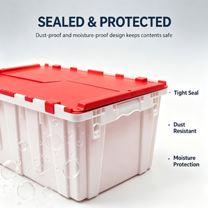 Caja de Plástico Resistente con Tapa Adjunta, Contenedor Apilable para Logística, Almacenamiento y Distribución en Almacenes y Supermercados - Product Image 4