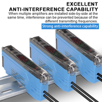 Tri de détection de positionnement Capteur d'amplificateur à fibre optique Capteur à fibre optique à double affichage numérique Réflexion diffuse