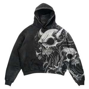 Áo khoác nỉ nam thời trang đường phố phong cách hip hop có mũ, in hình đầu lâu, thoáng khí, thích hợp cho mùa đông - Product Image 4