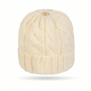 Winter New European American Solid Color Twist Ponytail Knit Beanie <b>Hat</b> Women Lady Fashion Warm Knitted <b>Hat</b> - Product Image 4
