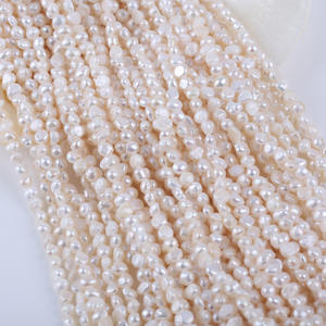 Perles d'eau douce naturelles de forme baroque, 5-6 mm, double face brillante, trou latéral, semi-finies, en vrac, vente en gros - Product Image 2