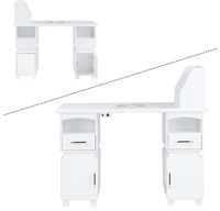 Table à ongles ergonomique réglable avec grande surface de travail et dépoussiéreur intégré pour salons de manucure, salons de beauté et salons de coiffure, en bois