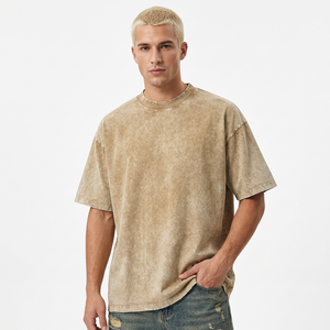 Rybic Sports Cotton T-<b>Shirt</b> Short Sleeve O-Neck Solid Purple Washed Casual Jersey Knit Blank Design - Product Image 1