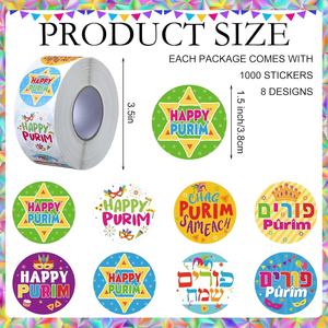 Pegatinas de Purim, Regalos Religiosos Judíos, Pegatinas Manot, Pegatinas de <span class=keywords><strong>Chag</strong></span> Purim Sameach al por Mayor, Decoraciones para Bolsas de Regalo de Carnaval - Product Image 2