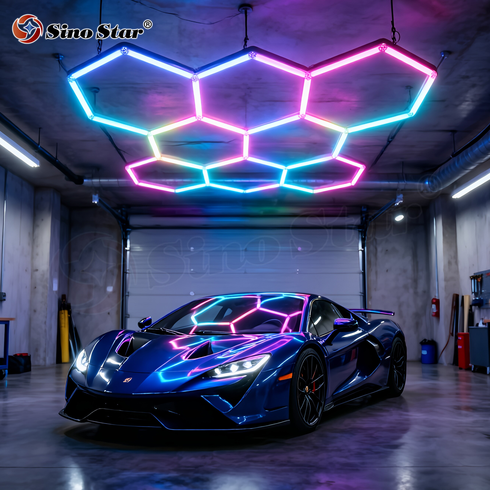 Music Sync RGB LED Light Sound Activated LED Strip Light for Auto Repair Shop Gym Gaming Room KTV Bar Home Decor