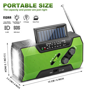 Radio d'urgence solaire portable AM FM avec écran LED et haut-parleur pour utilisation en extérieur, batterie externe 2000 mAh - Product Image 2