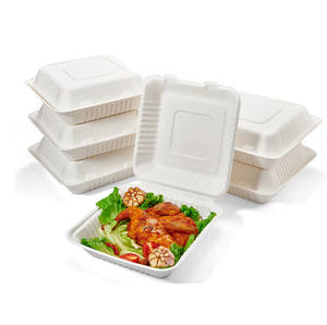 9X3.1英寸外卖大型聚乳酸衬里铰链容器可堆肥，由每年可再生和天然纤维制成 - Product Image 2
