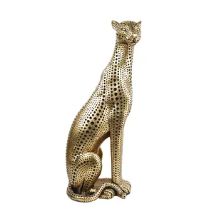 Estátua de leopardo em resina para escultura de animais modernos, decoração caseira
