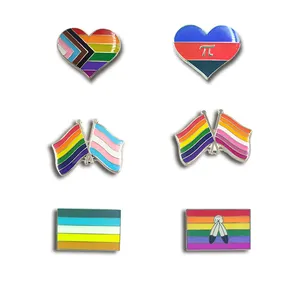 Großhandel individuelle Herz Regenbogen-Brosche Gay-Stolz-Flagge Emaille-Pins Metallschild Revers-Pins Lgbtq-Armband-Dekorationen