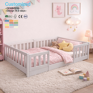 EDULAND OEM ODM CPC CE Lettino Montessori da pavimento resistente e confortevole per bambini con sponde di sicurezza per camera da letto, in legno, per il gioco dei bambini - Product Image 2