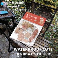 Autocollants adhésifs imperméables en papier avec motifs d'animaux mignons pour journal, scrapbooking, artisanat - Personnalisables