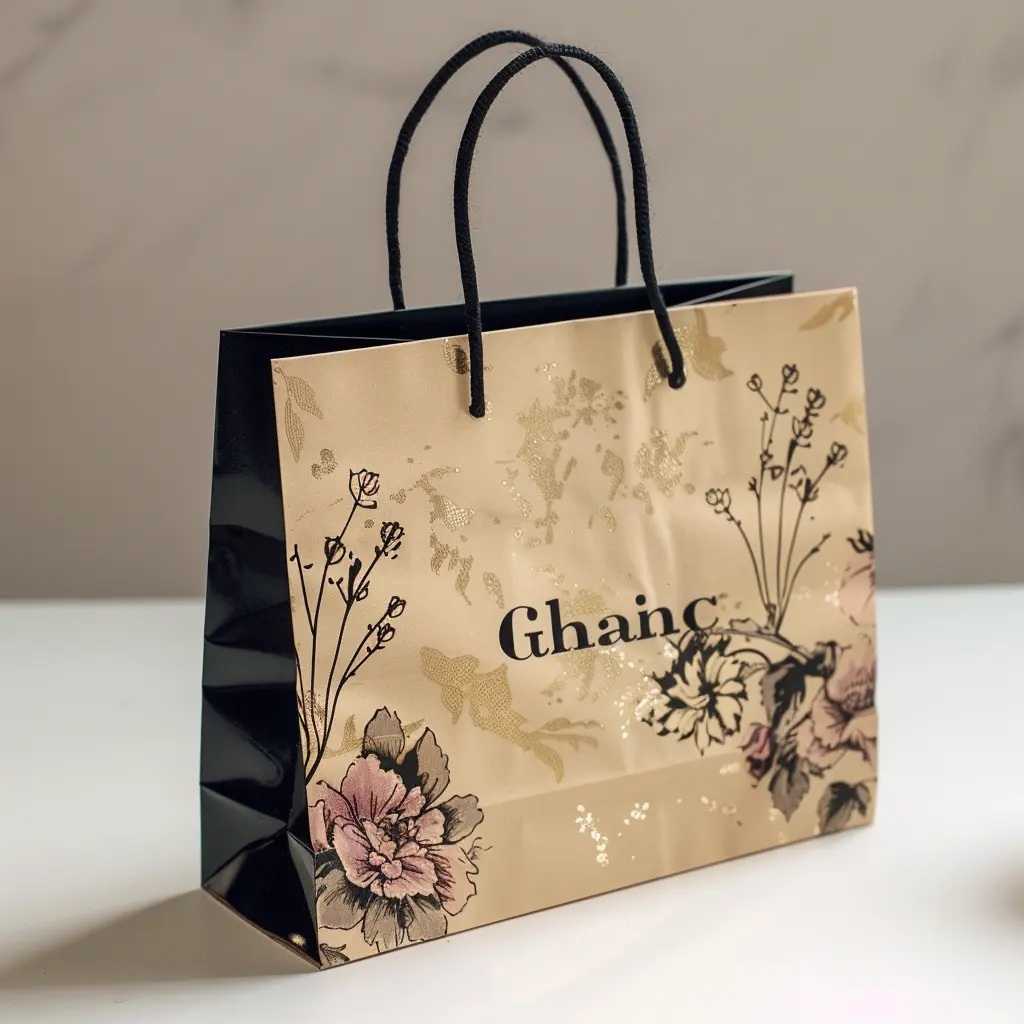 लक्जरी ब्लैक पेपर परिधान पैकेजिंग उपहार शॉपिंग बैग पेपर बैग पेपर शॉपिंग बैग