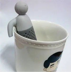 Yaratıcı silikon küçük sevimli bay genel çay makinesi adam şeklinde mini kukla silikon sayın genel çay makinesi filtre