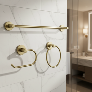 Ensemble d'accessoires de salle de bain en or mat 3 pièces, matériel de salle de bain mural pour hôtel et usage domestique - Product Image 1