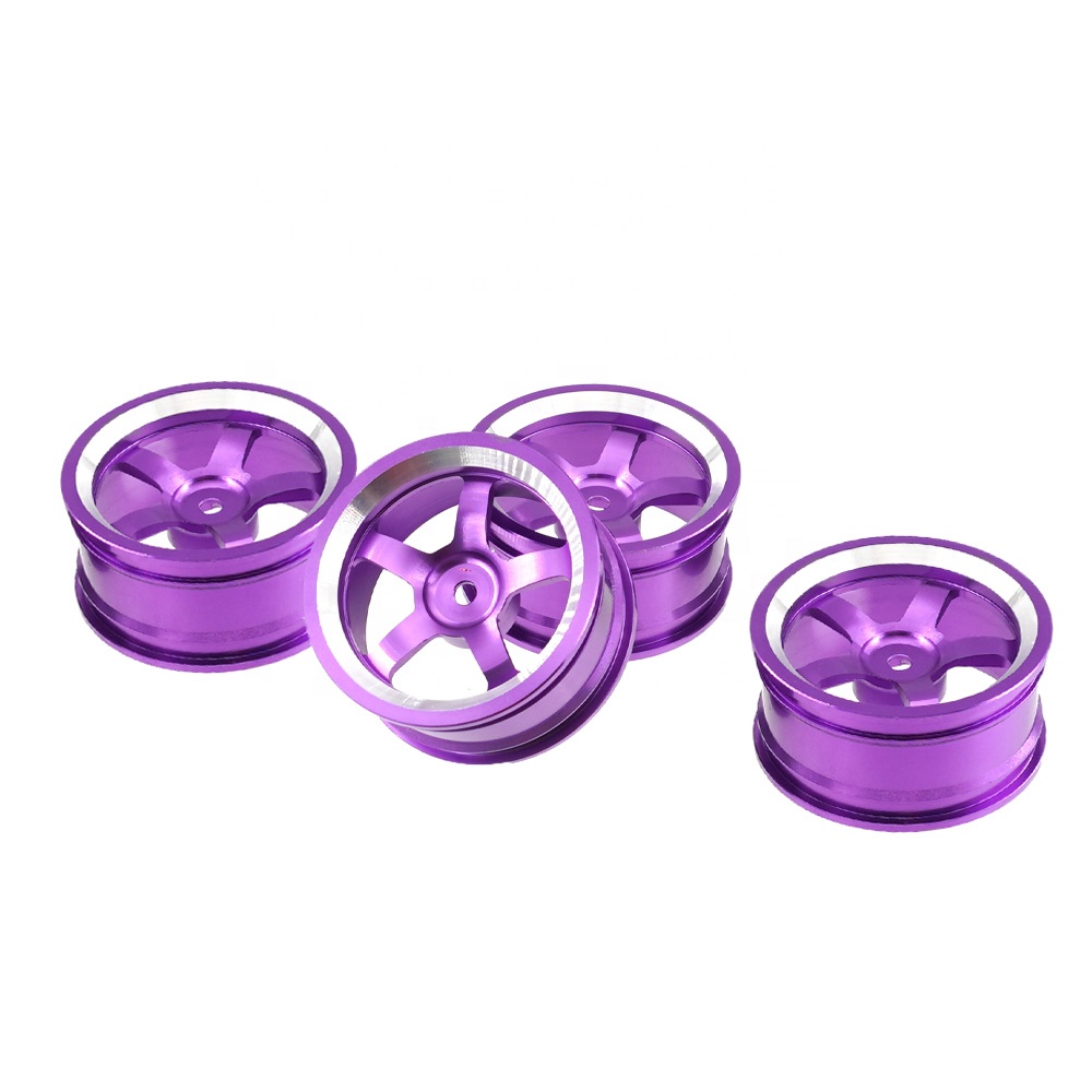 4pcs RC 1/10 Aluminum Alloy Wheel Rims Hex 12mm Adjustable Offset Gold ＆ Blue Color Fit for 1:10 RC On Road Drift Touring Car Tires